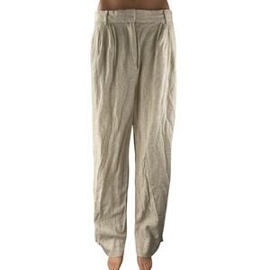 Abercrombie & Fitch Beige Linen High Rise Pleated Wide Leg Trousers Pants Sz 30